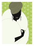 Woman Wearing Fur Coat Giclee Print