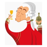 A Man Wearing a Colonial Wig and Drinking Wine Giclee Print