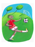 African Boy Playing Soccer Reproduction procédé giclée