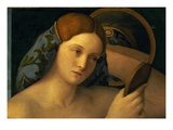Detail of Young Woman with a Mirror reproduction procédé giclée par Giovanni Bellini