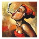 Woman Smoking Giclee Print by Alberto Ruggieri