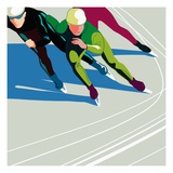 Group of People Speed Skating Giclee Print