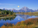 Full Moon Rising Over the Oxbow Bend Reprodukcja zdjęcia autor Buddy Mays