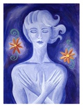 Woman holding her chest Giclee Print by Vicky Emptage