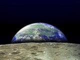 Earth Rising Over Moon Surface Photographie