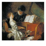 La leçon de musique Reproduction procédé giclée par Jean-Honore Fragonard