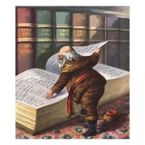 Illustration of Santa Claus Checking His List of Good Children Reproduction procédé giclée