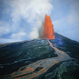 Lava fountain in Pu'u O'o Vent on Kilauea Volcano Photographic Print by Douglas Peebles