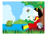 Girl reading by a pond Giclee Print