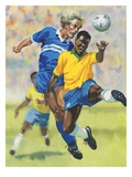 Two men playing soccer Giclee Print by David Barnet