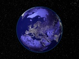 City Lights in Dark View of Europe Photographic Print