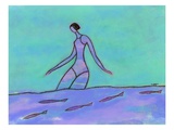 Woman Walking in the Water Giclee Print by Marie Bertrand