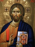 Christ Pantocrator Icon at Aghiou Pavlou Monastery on Mount Athos Photographic Print by Julian Kumar