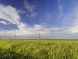 Active Prairie Sky and Farm Fenceline West of Calgary, Alberta, Canada. Photographic Print by Peter Carroll