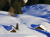 Cabins Nearly Covered in Snow in the German Alps Photographie par Walter Geiersperger