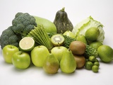 Stack of green fruits and vegetables Fotografie-Druck