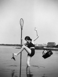 1920s Woman Crabbing Surprised By Crab Biting Her Toe Photographic Print by H. Armstrong Roberts
