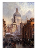 St. Paul's Cathedral and Ludgate Hill, London, England Giclee Print by John O'connor
