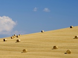 Italy, Tuscany, Bales of straw on corn field Photographie par Fotofeeling 