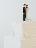 Wedding cake toppers on cake Photographic Print by Jamie Grill