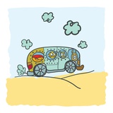 Animals and monsters in a bus Giclee Print by Sabet Brands
