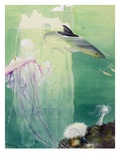 A painting of Alaskan undersea wildlife and icebergs Giclee Print by Else Bostelmann
