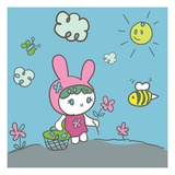 Bunny rabbit picking spring flowers Lámina giclée por Sabet Brands Bunny rabbit picking spring flowers Lámina giclée por Sabet Brands
