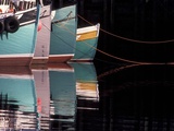 Fishing Boats and Their Reflections in Water, North Head, Grand Manan Island, New Brunswick, Canada Photographic Print by Garry Black