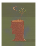 Tree Trunk Face And Sprout Giclee Print