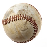 Baseball against white background close-up Photographic Print by Tom Hoenig
