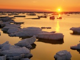 Ice Floes and Sunset, Hudson Bay, Churchill, Manitoba Photographic Print by Mike Grandmaison