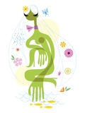 Woman with hand in pond Giclee Print by Kirsten Ulve
