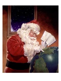 Santa Claus And Globe Reproduction procédé giclée