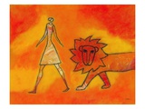 Woman Walking with a Lion Giclee Print by Marie Bertrand