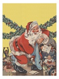 Santa Claus with toys and Christmas stocking Giclee Print