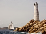Shenandoah of Sark Schooner Sails Past Sardinia's Monaci Lighthouse on Costa Smeralda Photographic Print by Onne van der Wal