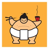 Sumo eating bowl of noodles Lámina giclée por Sabet Brands Sumo eating bowl of noodles Lámina giclée por Sabet Brands