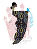 Exotic Woman Holding Bird Giclee Print by Kirsten Ulve