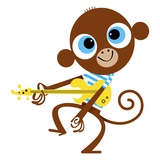 Monkey playing guitar Giclee Print by Kirsten Ulve