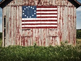 American flag painted on barn Photographic Print by Owaki 
