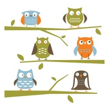 Owls on a branch Giclee-trykk av Anne Bryant Owls on a branch Giclee-trykk av Anne Bryant