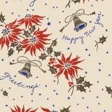Happy new year pattern with flowers and bells Photographic Print