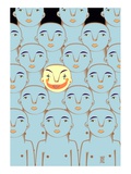 Clown Face Among Blue People Gicléedruk Clown Face Among Blue People Gicléedruk