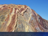 Sedimentary layered mountains on Ymer Island in Greenland Photographic Print by Frank Krahmer