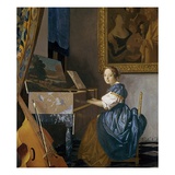 A Young Woman Seated at a Virginal Giclée-Druck von Jan Vermeer