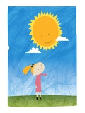 Girl holding a sun balloon Giclee-trykk av Harry Briggs