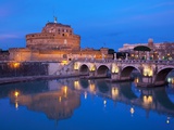 Sant'Angelo Bridge and Castel Sant'Angelo at night Photographic Print by Sylvain Sonnet