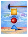 Geometric Shapes and Ruler Impressão giclée Geometric Shapes and Ruler Impressão giclée