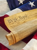 United States Constitution of top of American flag Photographie