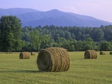 Hay bales, Cades Cove, Great Smoky Mountains National Park, Tennessee, USA. Photographic Print by Adam Jones